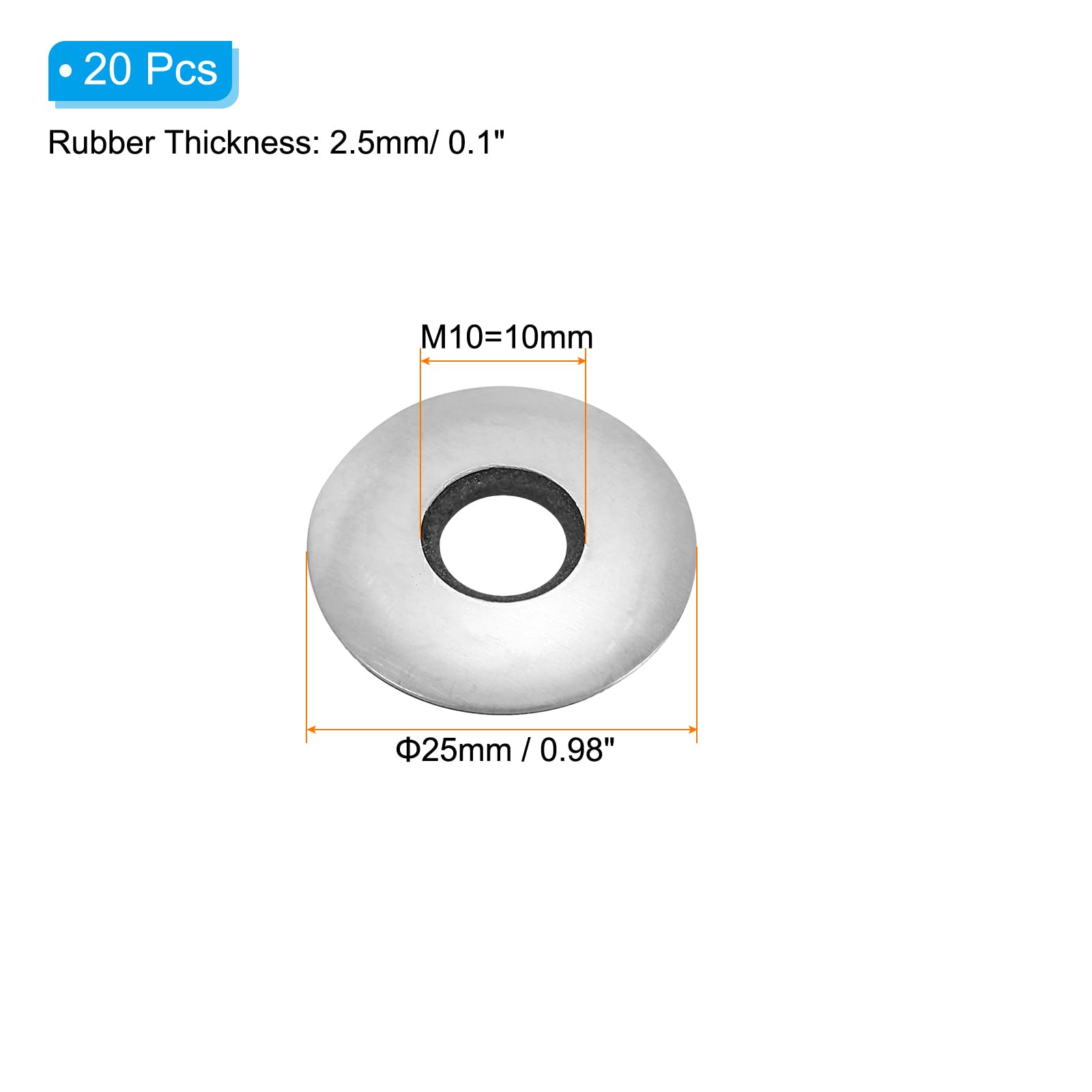 PATIKIL 304 Stainless Steel EPDM Bonded Sealing Washers - Image 2