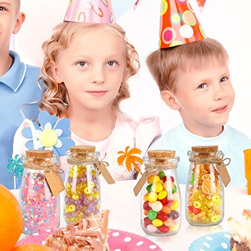 Cucumi 12Pcs 3.4Oz Small Glass Favor Jars, 100Ml Bottles With Cork Lids, Mini Jars Milk Bottles, Party Favors Wedding Potion 25Pcs Label Tags And 20M Burlap Ribbon #TOP6
