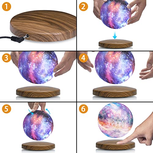 Dtoetkd Levitating Galaxy Moon Lamp, 18 Colors 3D Moon Light Floating And Spinning With Remote & Magnetic Dark Base, Room Decor Night Light, Birthday Thanksgiving Christmas Gifts For Kids/Friends #TOP3