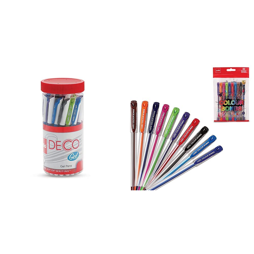 Cello Deco Gel Pen 25 Pens Jar Blue Waterproof Gel Desertcart