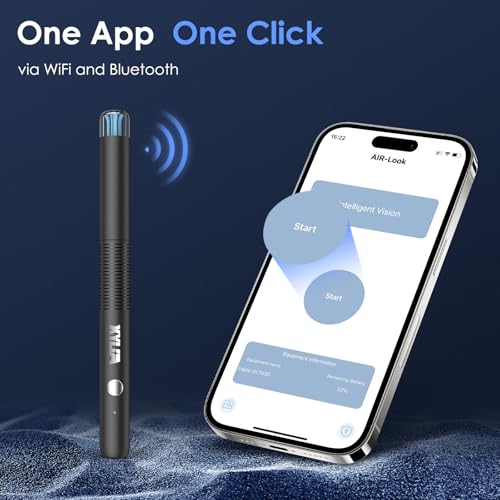 Xylla Ohrenschmalz Entferner Otoskop 1920P HD-Ear Wax Removal IP67 Wasserdicht WIFI Otoskop 360°Weitwinkel ohrreiniger mit 6 LEDs Tragbares Vergnügen der Ohrreinigungr (Schwarz)