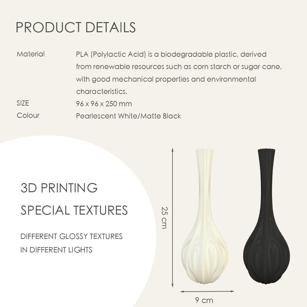 Vase design pour fleurs séchées - Décoration minimaliste - Vase moderne pour herbe de la pampa - Plusieurs tailles et couleurs - Pour salon, bureau, chambre à coucher, table, étagère, bibliothèque