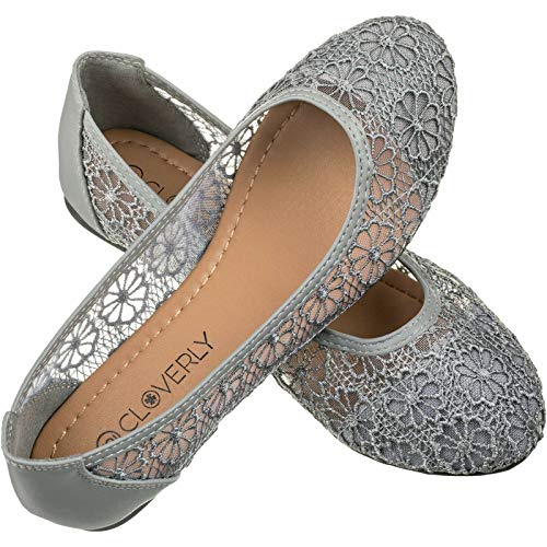 CLOVERLAY Women's Ballet Shoe Floral Breathable Crochet Lace Ballet Flats - Image 3