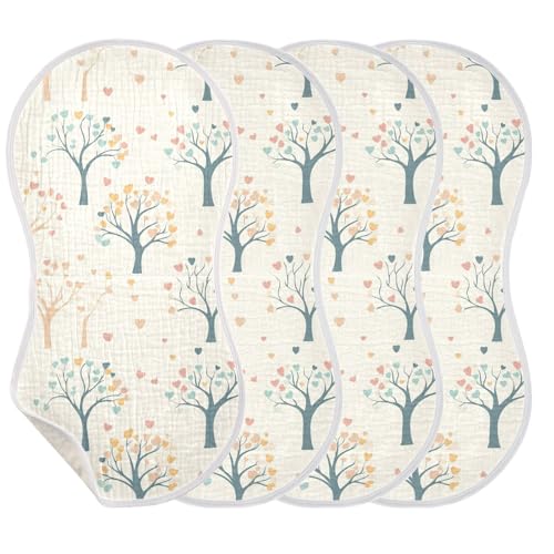 Tree Love Pastel Simple Cotton Muslin Burp Cloth Soft and Absorbent Baby Rags and washcloth for boy and Girl Set of 2, 22x11in3