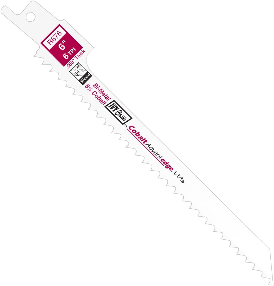 IVY Classic 28321 6 in. 6 TPI Bi-Metal Reciprocating Saw Blade, Cuts Curves in Wood (5-Pack)