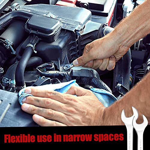 Rimkolo Super-Thin Open End Wrench Set, 16-Piece Sae & Metric 3/8" To 1-1/4" And 5.5Mm To 27Mm Chrome Vanadium Steel Wrench Set With Rolling Pouch #TOP7