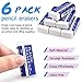 Tamaki 6 Pack Erasers, Large White Erasers for School Office, Art Eraser for Drawing
