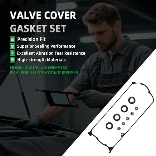 Image of Valve Cover Gasket Set VS50606R for Honda Civic 2001 2002 2003 2004 2005 DX LX EX HX GX, for D17A1 /D17A2 /D17A6 /D17A7, 1.7L SOHC, VS50384