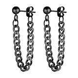 Kpop Black Earrings Men Women Stainless Steel Chain Earring Cool Earings Mens Dangle Earrings