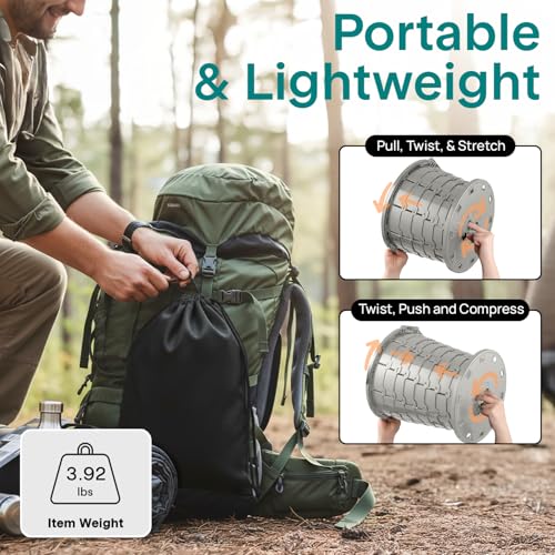 Image of SereneLife Foldable Toilet Seat for Camping, Adjustable Height Portable Travel Potty with Lid, Carry Bag, Non-Slip Base, 331 lbs Capacity + 3-Pack Flushable Wipes, for Car, Hiking, Outdoor Use, Gray