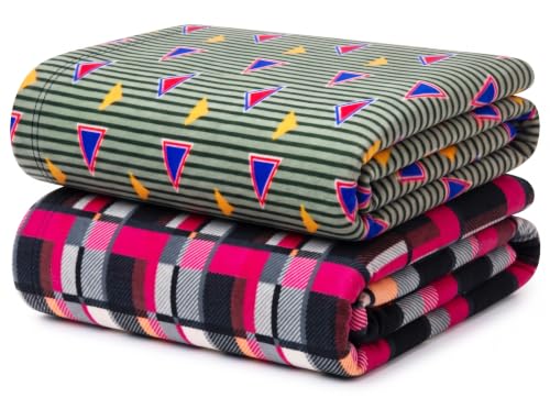Image of VAS COLLECTIONS 220 GSM Ultra Soft Flannel Blanket Set of 2 for Single Bed, Premium Fleece Winter Blanket, Skin Friendly, Breathable, Durable, Easy Care, 60 x 90 Inches - Sage & Hot Pink