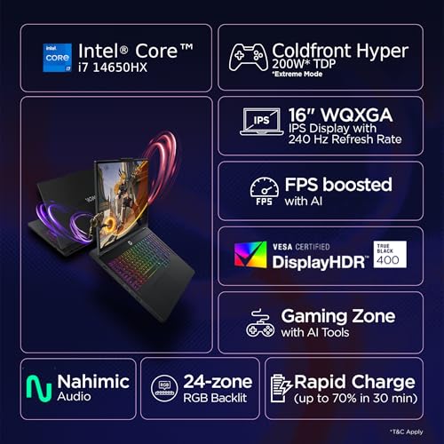Image of Lenovo Legion Pro 5 2025 Intel Core i7-14650HX| NVIDIA RTX 5060 8GB (32GB RAM /1TB SSD /WQXGA IPS /240Hz /16(40.64cm) /Windows 11 /Office 2024+AI Now /Black /2.4Kg), 83NN0046IN AI Powered Gaming Laptop