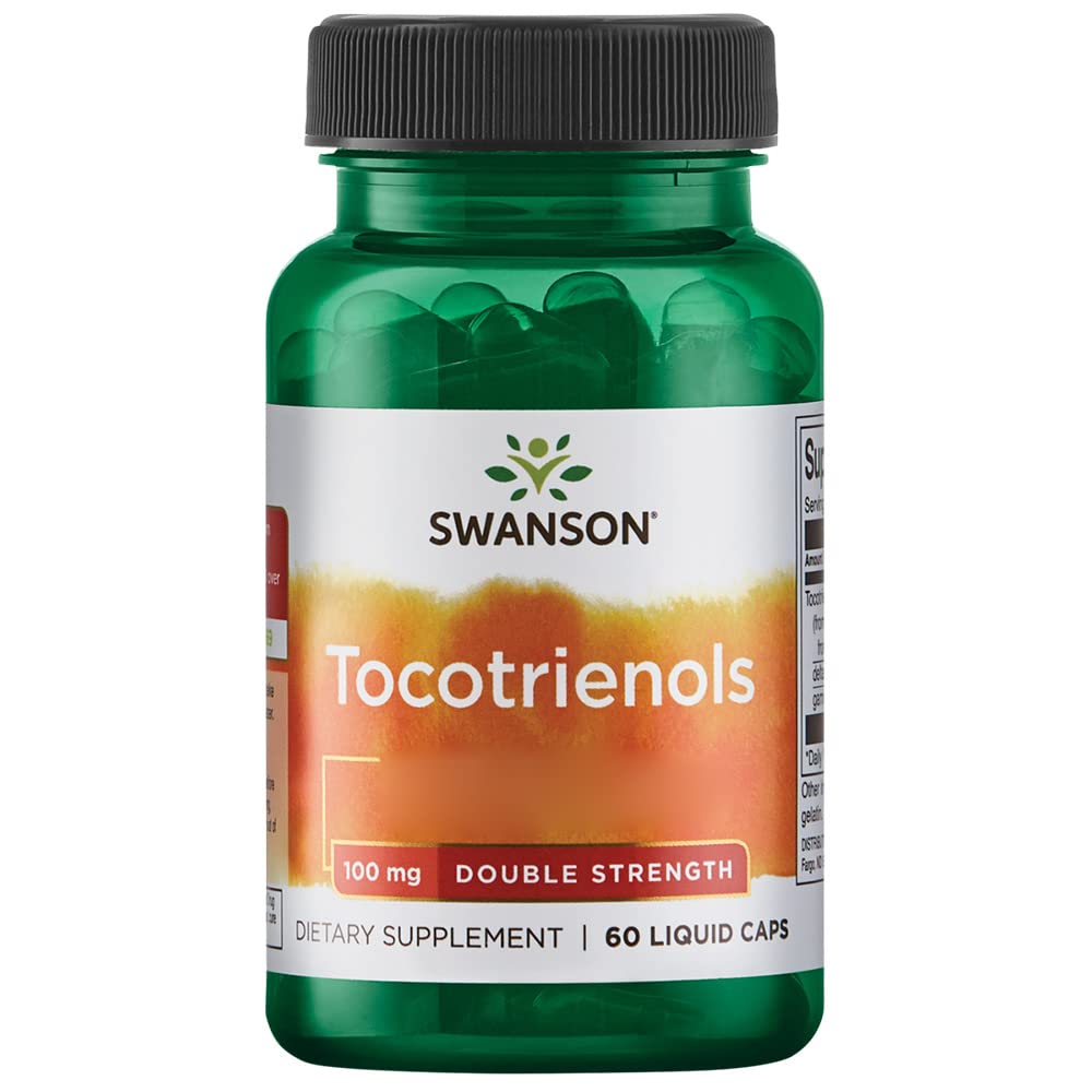 Swanson, Tocotrienols, Doppia Forza, Vitamina E, 60 Capsule liquide, Altamente Dosato, Testato in Laboratorio, Senza Glutine, Non OGM