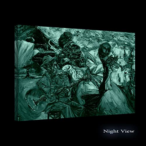 Startonight Canvas Wall Art Abstract - Blue Jazz Orchestra Music Painting - Large Artwork Print For Living Room 32" X 48" #TOP1