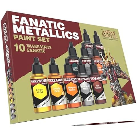The Army Painter Warpaints Fanatic: Metallics Paint Set Combo Acrylic Paint Set Model Paint Set Miniature Painting Kit Cover