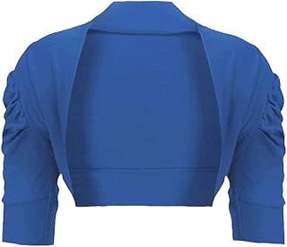 LOTMART Girls Cotton Ruched Sleeve Shrug Cotton Cropped Bolero Cardigan