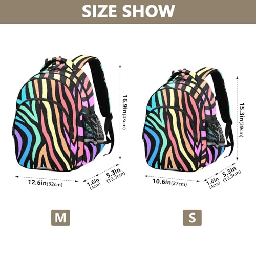 Sac à dos à rayures zébrées colorées pour filles et garçons