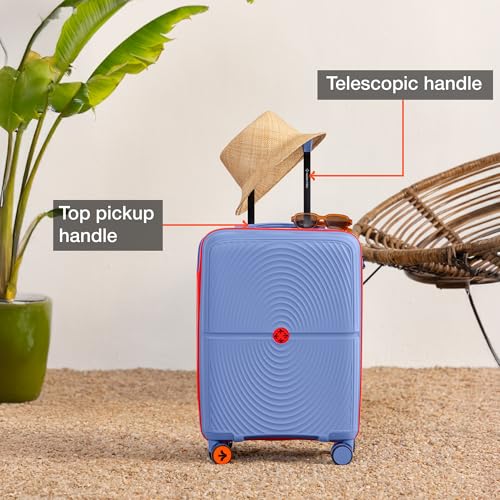 Image of Nasher Miles Bali Hard-Sided Polypropylene Cabin Luggage 20 inch | 55cm | 8 Wheels Small Trolley Bag for Travel | Suitcase (Navy Blue)