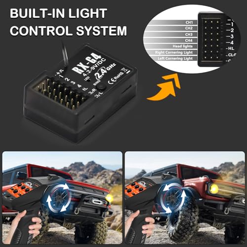 Hobby Fans RC Radio System 4CH 2.4G RC Transmitter with Receiver and Lanyard Anti-Jamming Remote Controller for RC Car Crawler Boat