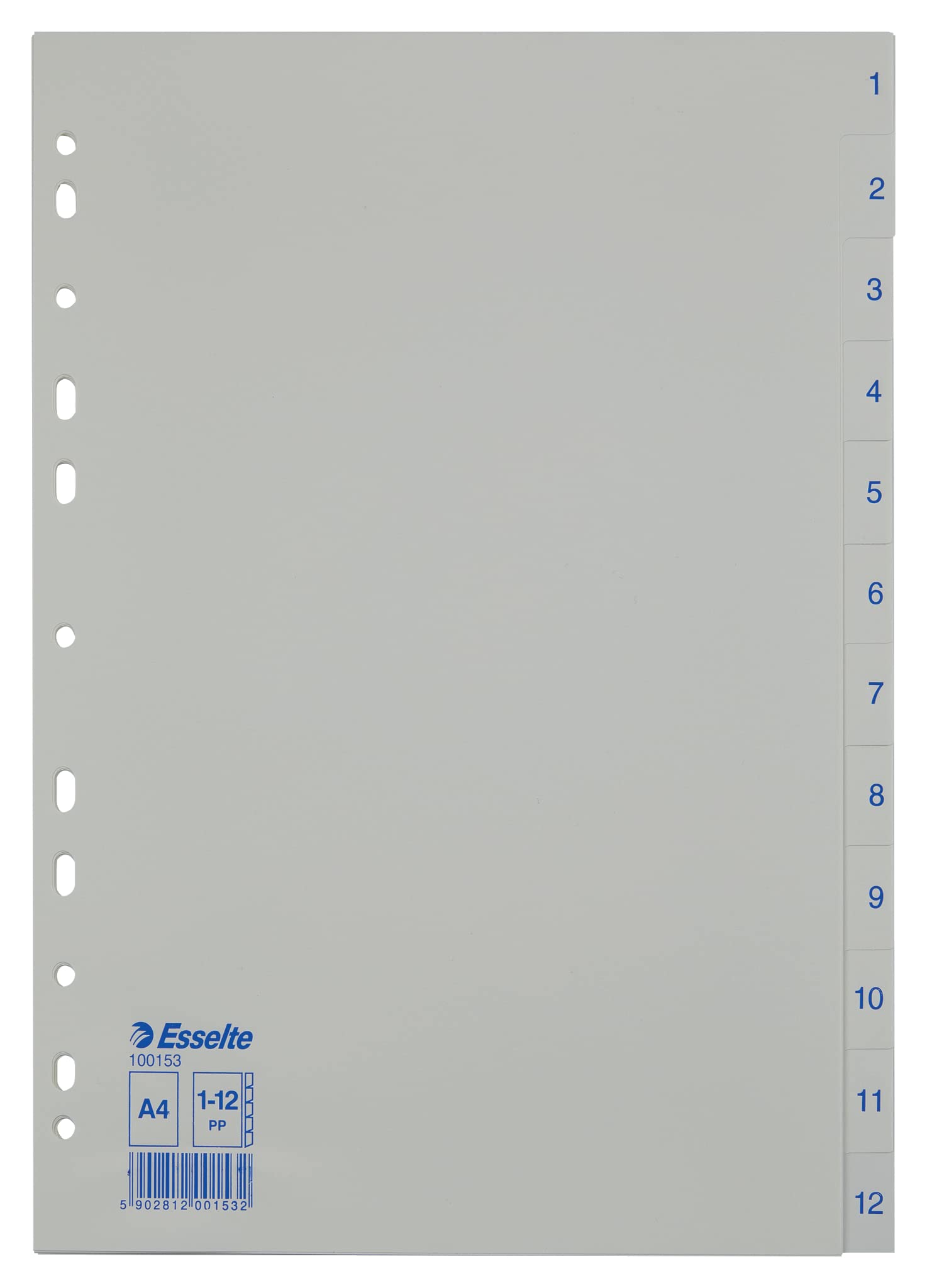 Leitz Economy 1–12 Plastic dividers, A4, PP, 12 Sheets, White