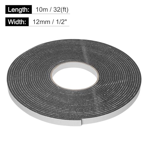 Image of uxcell 3pcs Rolls Double Sided Foam Tape Removeable Foam Sponge Mounting Tape Strong Adhesive Tape Strips(Black, 32ft x 1 /2 inch x 1 /8 inch) for Home Paint Wall Hanging Poster Decor