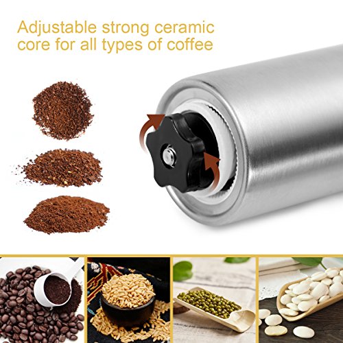 LUWANZ Kaffeemühle manuell Kaffeemühle Hand mit Keramikmahlwerk 1 Kaffeemühle + 1 Kaffeedosierlöffel Edelstahl + 1… – Bild 4