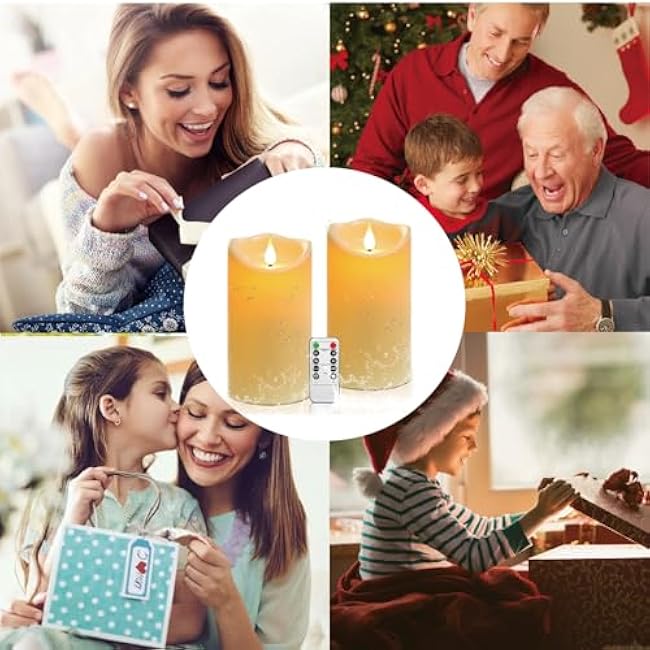 Flameless Candle Pillar Candles Set of 2, Ivory white