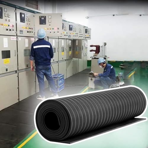 VUIKLCty Manta Aislante Industrial Tapetes aislantes de Caucho for Salas de distribución de subestaciones, Color Negro, con protección eléctrica.