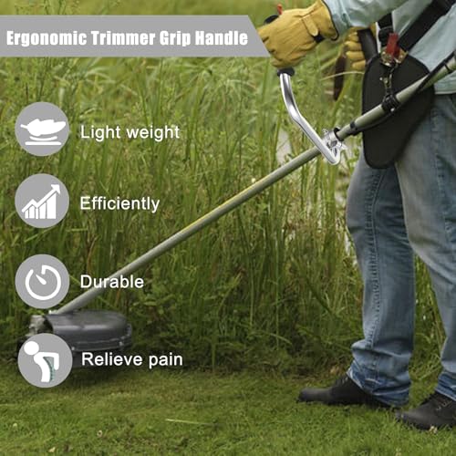 Sumnacon Weed Wacker Handle 2 Pcs Ergonomic Back Saver String Trimmer Handle Grip with Bracket Clamp Lightweight Alloy Aluminum Weed Eater Handle for Yard Trimming,Lawn Care,Landscaping,Silver