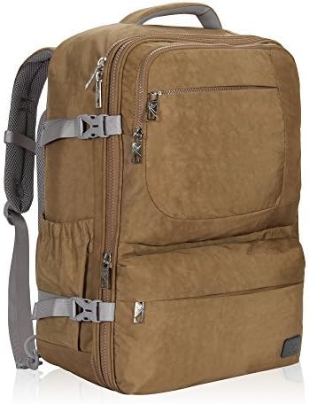 Hynes Eagle 44L Carry on Backpack Travel Weekender Duffel Pack Flight Approved Compression Cabin Laptop Bag for 17 inches Khaki