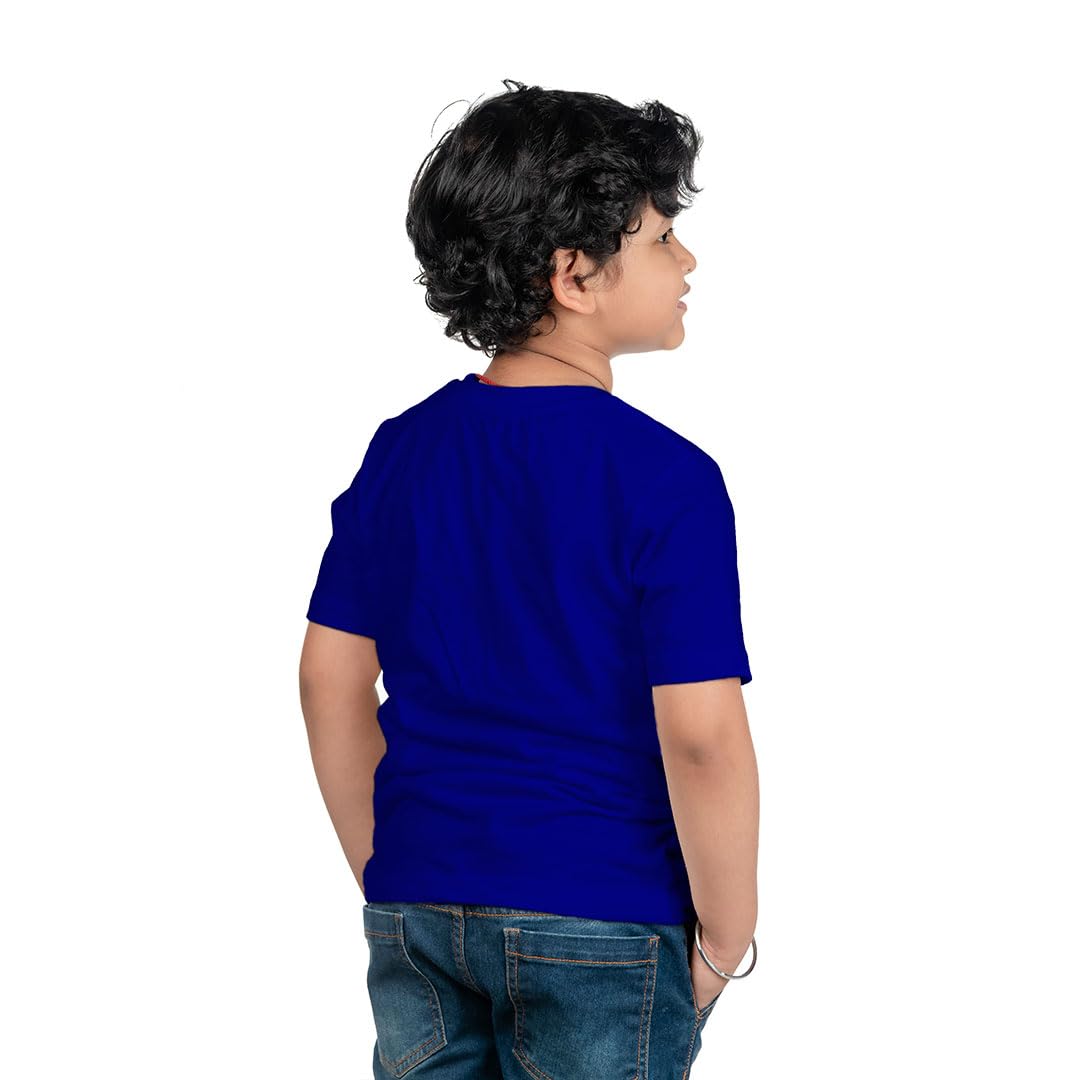 Chombooka Big Brother Printed Cotton T-Shirt for Boys | Cute Car Graphic Design | Half Sleeve Kids Casual Tee Royal Blue 2
