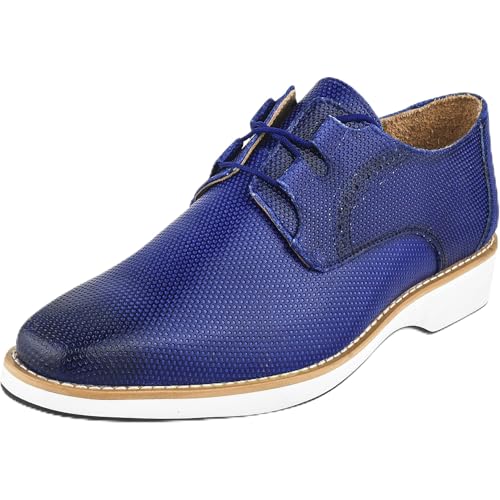 Image of LIBERTYZENO Mens Knitted & Animal Print Genuine Leather Adults Lace Up Oxford Dress Shoes for Easter Gift