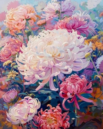 Diamond painting fleurs colorées kit complet 40x50 cm broderie diamant canevas