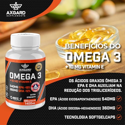 Omega 3 Epa Dha + Vitamina E, Selo FOS e MEG3, 1400Mg (120 Caps), Livre de Metais Pesados, Produto e