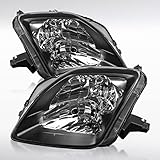 AUTOZENSATION Compatible with 1997-2001 Honda Prelude Black Clear Bezel Headlights L + R Pair Headlamp