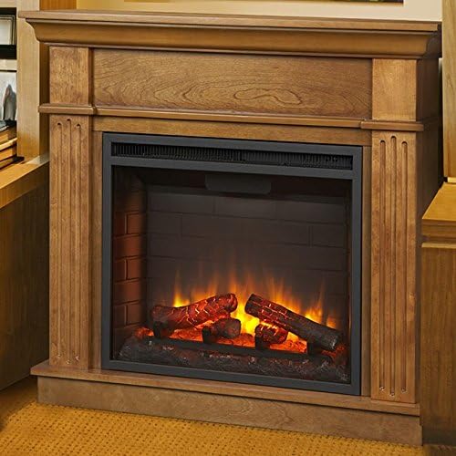 Simplifire - Crest wood Oak/Walnut Transitional Cabinet and 23'' Firebox