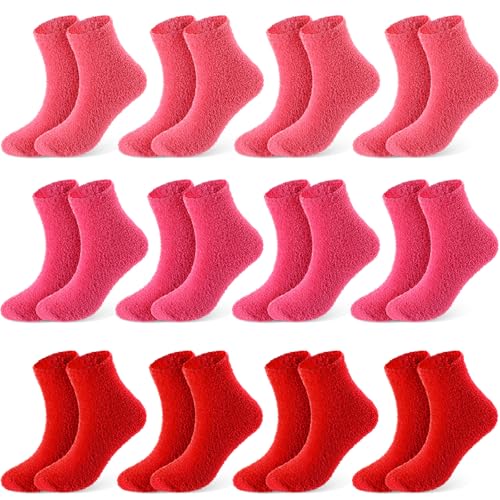 Image of Foaincore 12 Pairs Fuzzy Socks Bulk for Women Cozy Fluffy Slipper Socks Warm Soft Sleeping Gifts for Home