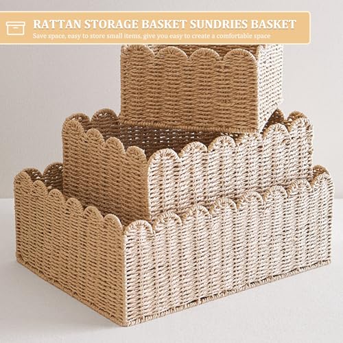 Cesta de ratán rectangular pequeña para almacenamiento de cocina y baño 5