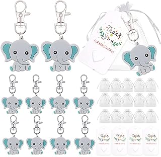 olyee 20 Sets Baby Shower Favours for Guests, Blue Elephant Keychains Small Thank You Gifts, Party Souvenirs Return Presents for Gender Reveal Party Wedding Birthday Christening Decoration Supplies