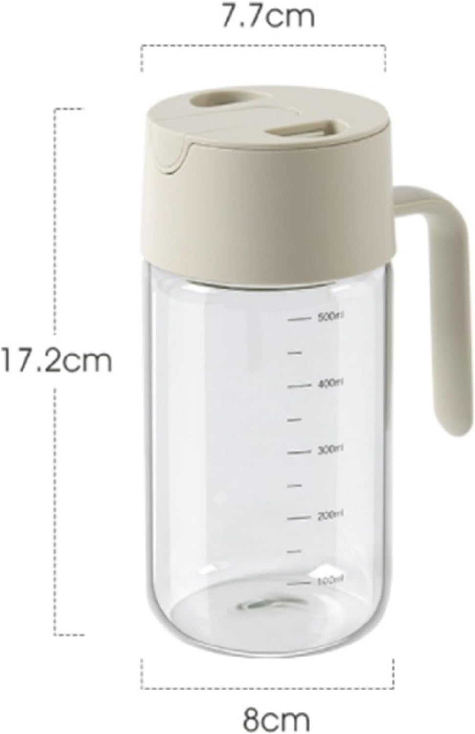 Olio Olive Dispenser in Vetro, Bottiglia Olio per Cucina Riutilizzabile con Tappo a Soffietto di Serrenti Apertura e Chiusura Automatica per Friggere Grigliare, Grigio, 500ml