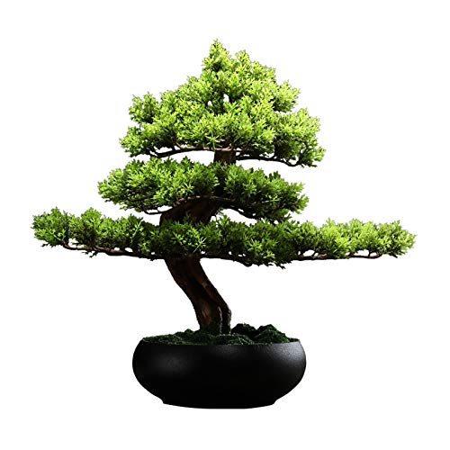 Bonsáis Planta Artificial en 6.7"Black Ceramics Pot Artificial Bonsai Tree Faux Potted Plant For Home Garden Office Wedding Decorations, 15" de Altura Árbol Bonsai