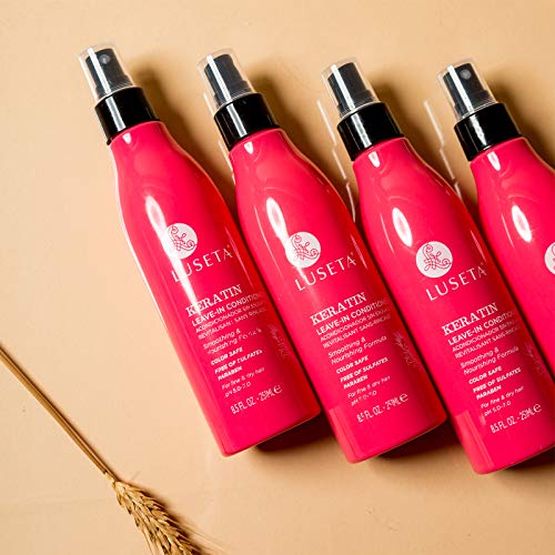 Luseta Keratin Leave In Conditioner, Anti Frizz Conditioning For Curly Hair,Detangling Strengthening Smoothing Moisturizing Repair Treatment For Natural Dry Damaged Hair,Sulfate Free Color Safe , 8.5Fl Oz #TOP4