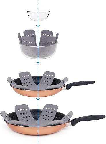 Miniatura 2 de BYKITCHEN Protectores de ollas de cacerola, protector de sartén más grande y grueso con estrellas, juego de 12 y 3 tamaños diferentes, almohadillas