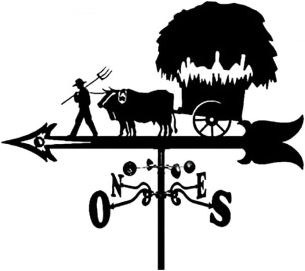 TAXXII Weather Vane Animal, Decoion Weathervane, Wind Direction Indicators Kit Outdoor Garden Lawn Metal Bracket Vane-Cattle