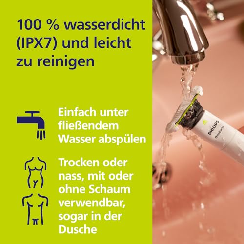 Philips OneBlade Intimate - Elektrischer Intimrasierer und Intimtrimmer für Damen und Herren, mit extra Hautschutz, 2x SkinProtect Klingen, 1x 3-mm-Trimmaufsatz, QP1924/30, Weiß 6