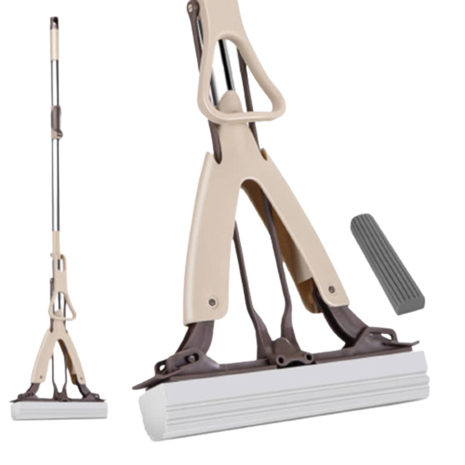 Mop Sponge Mop Household Stainless Steel Detachable Squeeze Mop Folding Squeeze Water Free Hand Washing Absorbent Mop Wet And Dry