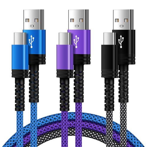 USB to USB C Cable 3A Fast Charging [3 Pack 6FT],USB A to USB C Cable for CarPlay,Braided Android...
