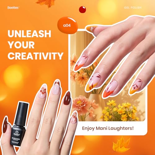 Image of Beetles Gel Nail Polish Set - Aura 20 Colors Gel Polish Kit, Burgundy Red Brown Yellow Orange Purple Cat Eye & Glitter Soak Off UV LED Manicure with Base Glossy Matte Top Coat