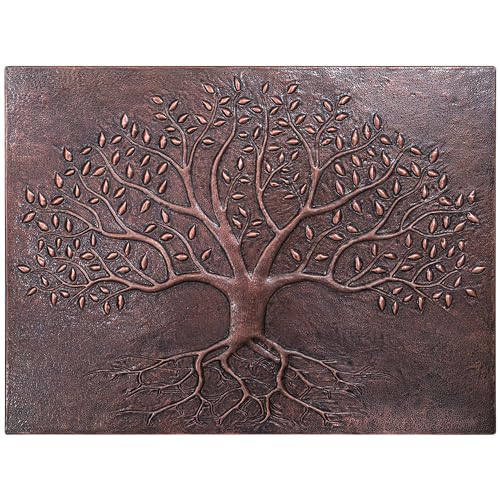 Handmade Copper Kitchen Backsplash Tiles, Tree of Life with Roots Stove Backsplash, Custom Copper Backsplash Panel, Handmade Copper Backsplash Tile, Indoor Outdoor Wall Decor (Brown)