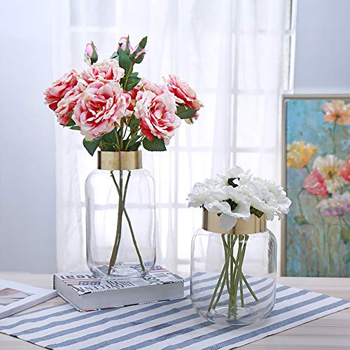 image for cyl home Vases Cylinder Clear Glass Flower Arrangement Vases Brass Gol